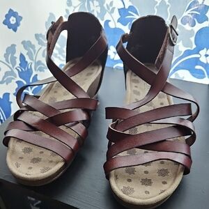 Women's Multi‑Strap Ankle‑Buckle Sandals in Brown